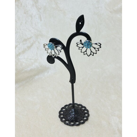 Vintage Blue Crystal Interchangeable Flower,Butterfly Earrings Jewelry Set - Picture 6 of 7